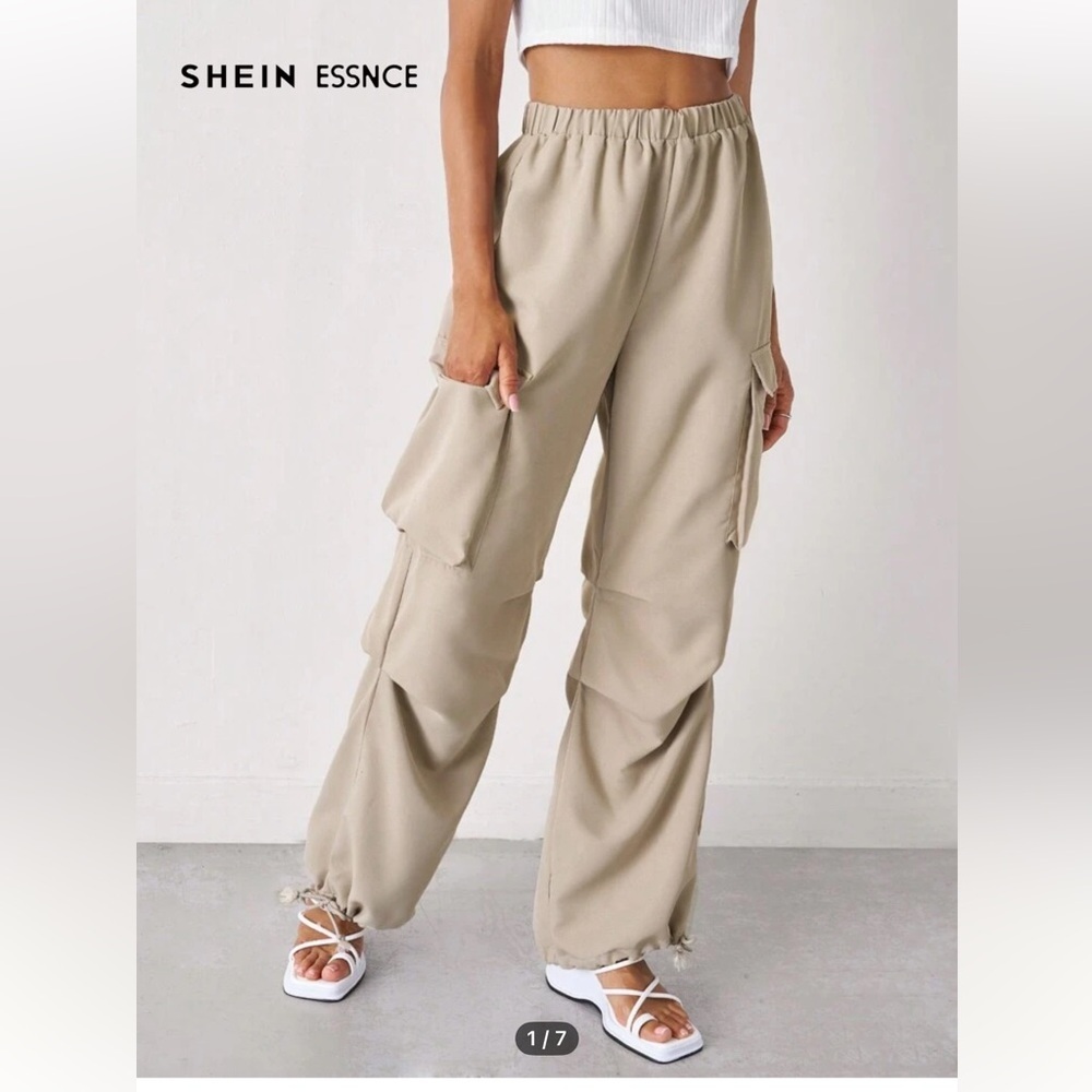 SHEIN Tan Wide Leg Cargo Pants size m